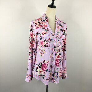 EXPRESS Original Fit Multi-Color Floral Print The Portofino Button Shirt
